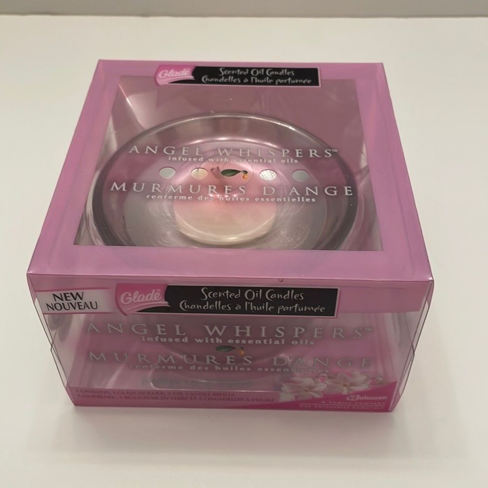 Glade Scented Oil Candles Angel Whispers 1 Glass Holder, 2 Oil Candle Refills